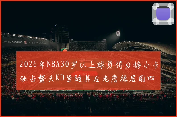 2026年NBA30岁以上球员得分榜小卡独占鳌头KD紧随其后老詹稳居前四